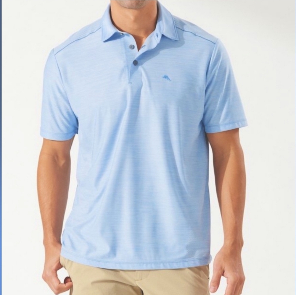 Tommy Bahama Island Zone Polo Shirt M Light Blue